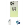 MARSİLYAN™- iPhone 12 Pro Kılıf Kutup Yansıma Özel Seri - Siyah 3D Antistatik Cam Ekran Koruyucu + Shine Kamera Lens - MI