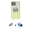 MARSİLYAN™- iPhone 12 Pro Kılıf Kutup Yansıma Özel Seri - Siyah 3D Antistatik Cam Ekran Koruyucu + Shine Kamera Lens Koruma Cam - GS