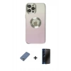 MARSİLYAN™- iPhone 12 Pro Kılıf Kutup Yansıma Özel Seri - Siyah 3D Antistatik Hayalet Cam Ekran Koruyucu + Metal Kamera Lens Koruma Cam - AKYL