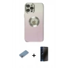 MARSİLYAN™- iPhone 12 Pro Kılıf Kutup Yansıma Özel Seri - Siyah 3D Antistatik Hayalet Cam Ekran Koruyucu + Shine Kamera Lens Koruma Cam - GS
