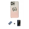 MARSİLYAN™- iPhone 12 Pro Kılıf Kutup Yansıma Özel Seri - Siyah 3D Antistatik Hayalet Cam Ekran Koruyucu + Metal Kamera Lens Koruma Cam - AKYL