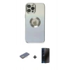 MARSİLYAN™- iPhone 12 Pro Kılıf Kutup Yansıma Özel Seri - Siyah 3D Antistatik Hayalet Cam Ekran Koruyucu + Renkli Kamera Lens Koruma Cam - SI
