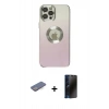 MARSİLYAN™- iPhone 12 Pro Kılıf Kutup Yansıma Özel Seri - Siyah 3D Antistatik Hayalet Cam Ekran Koruyucu + Renkli Kamera Lens Koruma Cam - MI