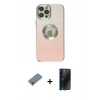 MARSİLYAN™- iPhone 12 Pro Kılıf Kutup Yansıma Özel Seri - Siyah 3D Antistatik Hayalet Cam Ekran Koruyucu + Metal Kamera Lens Koruma Cam - MR