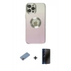 MARSİLYAN™- iPhone 12 Pro Kılıf Kutup Yansıma Özel Seri - Siyah 3D Antistatik Hayalet Cam Ekran Koruyucu + Shine Kamera Lens Koruma Cam - PE