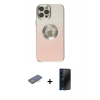 MARSİLYAN™- iPhone 12 Pro Kılıf Kutup Yansıma Özel Seri - Siyah 3D Antistatik Hayalet Cam Ekran Koruyucu + Renkli Kamera Lens Koruma Cam - MI