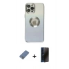 MARSİLYAN™- iPhone 12 Pro Kılıf Kutup Yansıma Özel Seri - Siyah 3D Antistatik Hayalet Cam Ekran Koruyucu + Metal Kamera Lens Koruma Cam - AKYL