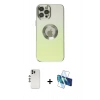 MARSİLYAN™- iPhone 12 Pro Kılıf Kutup Yansıma Özel Seri - Siyah 3D Antistatik Seramik Nano Ekran Koruyucu + Shine Kamera Lens - GS