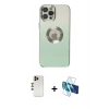 MARSİLYAN™- iPhone 12 Pro Kılıf Kutup Yansıma Özel Seri - Siyah 3D Antistatik Seramik Nano Ekran Koruyucu + Shine Kamera Lens - GD