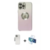 MARSİLYAN™- iPhone 12 Pro Kılıf Kutup Yansıma Özel Seri - Siyah 3D Antistatik Seramik Nano Ekran Koruyucu + Shine Kamera Lens - GS