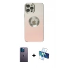 MARSİLYAN™- iPhone 12 Pro Kılıf Kutup Yansıma Özel Seri - Siyah 3D Antistatik Seramik Nano Ekran Koruyucu + Neon Fosforlu Kamera Lens - MI