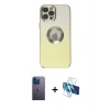 MARSİLYAN™- iPhone 12 Pro Kılıf Kutup Yansıma Özel Seri - Siyah 3D Antistatik Seramik Nano Ekran Koruyucu + Neon Fosforlu Kamera Lens - MI