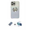 MARSİLYAN™- iPhone 12 Pro Kılıf Kutup Yansıma Özel Seri - Siyah 3D Antistatik Seramik Nano Ekran Koruyucu + Metal Kamera Lens Koruma Cam - AKYL