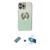 MARSİLYAN™- iPhone 12 Pro Kılıf Kutup Yansıma Özel Seri - Siyah 3D Antistatik Seramik Nano Ekran Koruyucu + Metal Kamera Lens Koruma Cam - GS