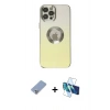 MARSİLYAN™- iPhone 12 Pro Kılıf Kutup Yansıma Özel Seri - Siyah 3D Antistatik Seramik Nano Ekran Koruyucu + Metal Kamera Lens Koruma Cam - KUYL