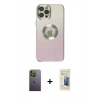 MARSİLYAN™- iPhone 12 Pro Kılıf Kutup Yansıma Özel Seri - Siyah 6D Mat Seramik Hayalet Nano Ekran Koruyucu + Neon Fosforlu Kamera Lens - YL