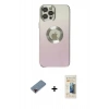 MARSİLYAN™- iPhone 12 Pro Kılıf Kutup Yansıma Özel Seri - Siyah 6D Mat Seramik Hayalet Nano Ekran Koruyucu + Kırmızı Metal Kamera Lens Koruma Cam