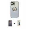 MARSİLYAN™- iPhone 12 Pro Kılıf Kutup Yansıma Özel Seri - Siyah 6D Mat Seramik Hayalet Nano Ekran Koruyucu + Neon Fosforlu Kamera Lens - SI
