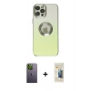 MARSİLYAN™- iPhone 12 Pro Kılıf Kutup Yansıma Özel Seri - Siyah 6D Mat Seramik Hayalet Nano Ekran Koruyucu + Neon Fosforlu Kamera Lens - YL