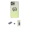 MARSİLYAN™- iPhone 12 Pro Kılıf Kutup Yansıma Özel Seri - Siyah 6D Mat Seramik Hayalet Nano Ekran Koruyucu + Renkli Kamera Lens Koruma Cam - MI