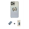 MARSİLYAN™- iPhone 12 Pro Kılıf Kutup Yansıma Özel Seri - Siyah 6D Mat Seramik Hayalet Nano Ekran Koruyucu + Metal Kamera Lens Koruma Cam - MI