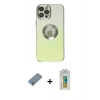MARSİLYAN™- iPhone 12 Pro Kılıf Kutup Yansıma Özel Seri - Siyah Polymer Nano Ekran Koruyucu + Metal Kamera Lens Koruma Cam - GS