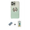 MARSİLYAN™- iPhone 12 Pro Kılıf Kutup Yansıma Özel Seri - Siyah Polymer Nano Ekran Koruyucu + Metal Kamera Lens Koruma Cam - GS