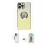 MARSİLYAN™- iPhone 12 Pro Kılıf Kutup Yansıma Özel Seri - Siyah Polymer Nano Ekran Koruyucu + Shine Kamera Lens - GS
