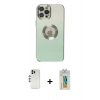 MARSİLYAN™- iPhone 12 Pro Kılıf Kutup Yansıma Özel Seri - Siyah Polymer Nano Ekran Koruyucu + Shine Kamera Lens - GS