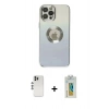 MARSİLYAN™- iPhone 12 Pro Kılıf Kutup Yansıma Özel Seri - Siyah Polymer Nano Ekran Koruyucu + Shine Kamera Lens - GS