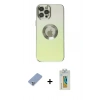 MARSİLYAN™- iPhone 12 Pro Kılıf Kutup Yansıma Özel Seri - Siyah Polymer Nano Ekran Koruyucu + Metal Kamera Lens Koruma Cam - KUYL