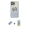 MARSİLYAN™- iPhone 12 Pro Kılıf Kutup Yansıma Özel Seri - Siyah Polymer Nano Ekran Koruyucu + Metal Kamera Lens Koruma Cam - KUYL