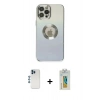 MARSİLYAN™- iPhone 12 Pro Kılıf Kutup Yansıma Özel Seri - Siyah Polymer Nano Ekran Koruyucu + Shine Kamera Lens - MI