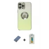 MARSİLYAN™- iPhone 12 Pro Kılıf Kutup Yansıma Özel Seri - Siyah Polymer Nano Ekran Koruyucu + Metal Kamera Lens Koruma Cam - AKYL