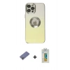 MARSİLYAN™- iPhone 12 Pro Kılıf Kutup Yansıma Özel Seri - Siyah Polymer Nano Ekran Koruyucu + Metal Kamera Lens Koruma Cam - GD