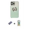 MARSİLYAN™- iPhone 12 Pro Kılıf Kutup Yansıma Özel Seri - Siyah Polymer Nano Ekran Koruyucu + Metal Kamera Lens Koruma Cam - GD