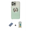 MARSİLYAN™- iPhone 12 Pro Kılıf Kutup Yansıma Özel Seri - Siyah Polymer Nano Ekran Koruyucu + Metal Kamera Lens Koruma Cam - AKYL