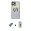 MARSİLYAN™- iPhone 12 Pro Kılıf Kutup Yansıma Özel Seri - Siyah Polymer Nano Ekran Koruyucu + Metal Kamera Lens Koruma Cam - AKYL
