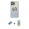 MARSİLYAN™- iPhone 12 Pro Kılıf Kutup Yansıma Özel Seri - Siyah Polymer Nano Ekran Koruyucu + Metal Kamera Lens Koruma Cam - MR