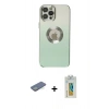MARSİLYAN™- iPhone 12 Pro Kılıf Kutup Yansıma Özel Seri - Siyah Polymer Nano Ekran Koruyucu + Renkli Kamera Lens Koruma Cam - YL