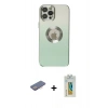 MARSİLYAN™- iPhone 12 Pro Kılıf Kutup Yansıma Özel Seri - Siyah Polymer Nano Ekran Koruyucu + Renkli Kamera Lens Koruma Cam - PE