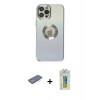MARSİLYAN™- iPhone 12 Pro Kılıf Kutup Yansıma Özel Seri - Siyah Polymer Nano Ekran Koruyucu + Renkli Kamera Lens Koruma Cam - YL