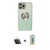MARSİLYAN™- iPhone 12 Pro Kılıf Kutup Yansıma Özel Seri - Siyah Polymer Nano Ekran Koruyucu + Şeffaf Kamera Lens Koruma Cam