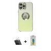 MARSİLYAN™- iPhone 12 Pro Kılıf Kutup Yansıma Özel Seri - Siyah Polymer Nano Ekran Koruyucu + Şeffaf Kamera Lens Koruma Cam