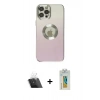 MARSİLYAN™- iPhone 12 Pro Kılıf Kutup Yansıma Özel Seri - Siyah Polymer Nano Ekran Koruyucu + Şeffaf Kamera Lens Koruma Cam