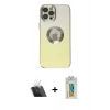 MARSİLYAN™- iPhone 12 Pro Kılıf Kutup Yansıma Özel Seri - Siyah Polymer Nano Ekran Koruyucu + Şeffaf Kamera Lens Koruma Cam