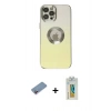 MARSİLYAN™- iPhone 12 Pro Kılıf Kutup Yansıma Özel Seri - Siyah Polymer Nano Ekran Koruyucu + Shine Kamera Lens Koruma Cam - PE