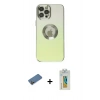 MARSİLYAN™- iPhone 12 Pro Kılıf Kutup Yansıma Özel Seri - Siyah Polymer Nano Ekran Koruyucu + Shine Kamera Lens Koruma Cam - GD