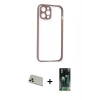 MARSİLYAN™- iPhone 12 Pro Kılıf Nova Asil Özel Seri - Şeffaf 360 Full Body Arka Koruyucu + Rainbow Kamera Lens Koruma Cam - GD