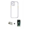 MARSİLYAN™- iPhone 12 Pro Kılıf Nova Asil Özel Seri - Şeffaf 360 Full Body Arka Koruyucu + Rainbow Kamera Lens Koruma Cam - GD